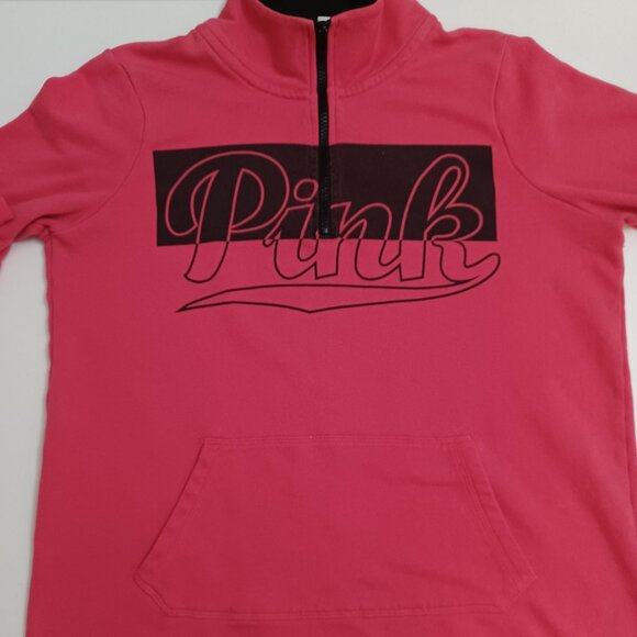 Women's Victoria's Secret Pink 3/4 Zipper Pull Over w/ Kangaroo Pocket Size Med - Picture 5 of 8